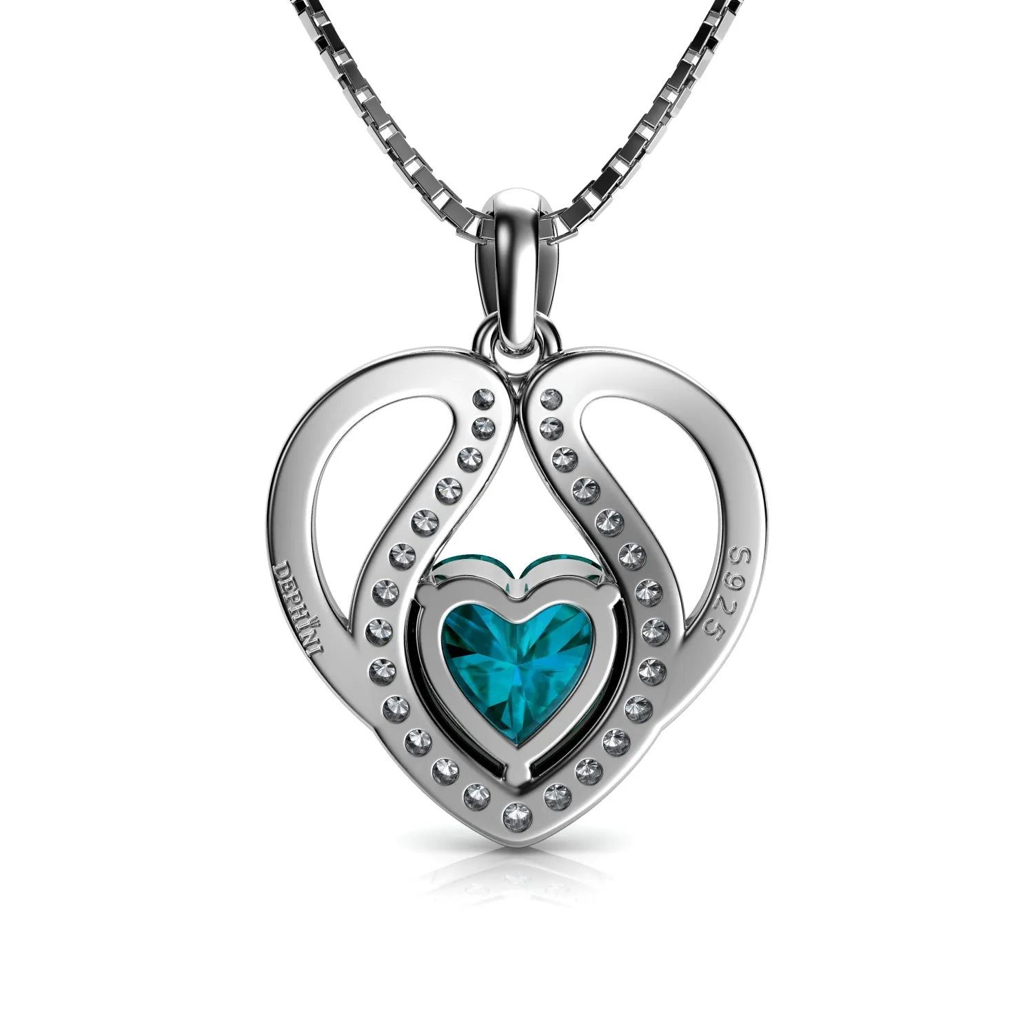 DEPHINI - Cute aqua necklace for Women - 925 sterling silver pendant