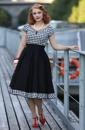 Dolly And Dotty 1950's Off Shoulder Checkered Swing Dress