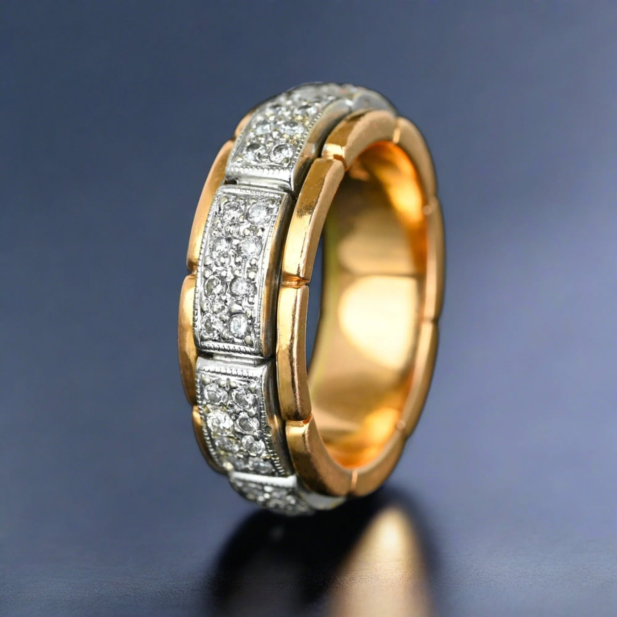 Exquisite .65 Carat Diamond 18K Gold Spinner Ring Band