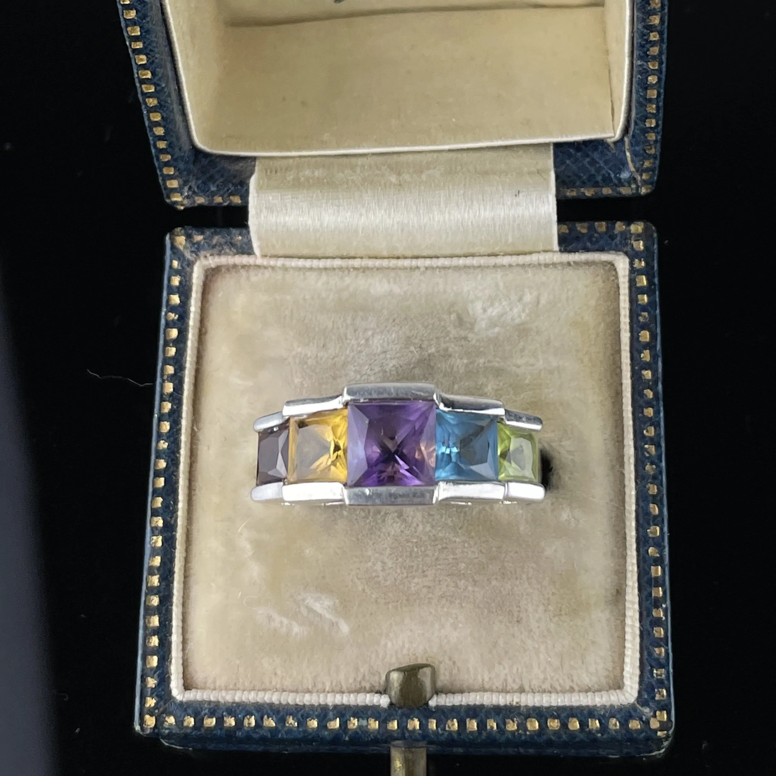 Five Stone Amethyst Citrine Peridot Garnet Topaz Ring