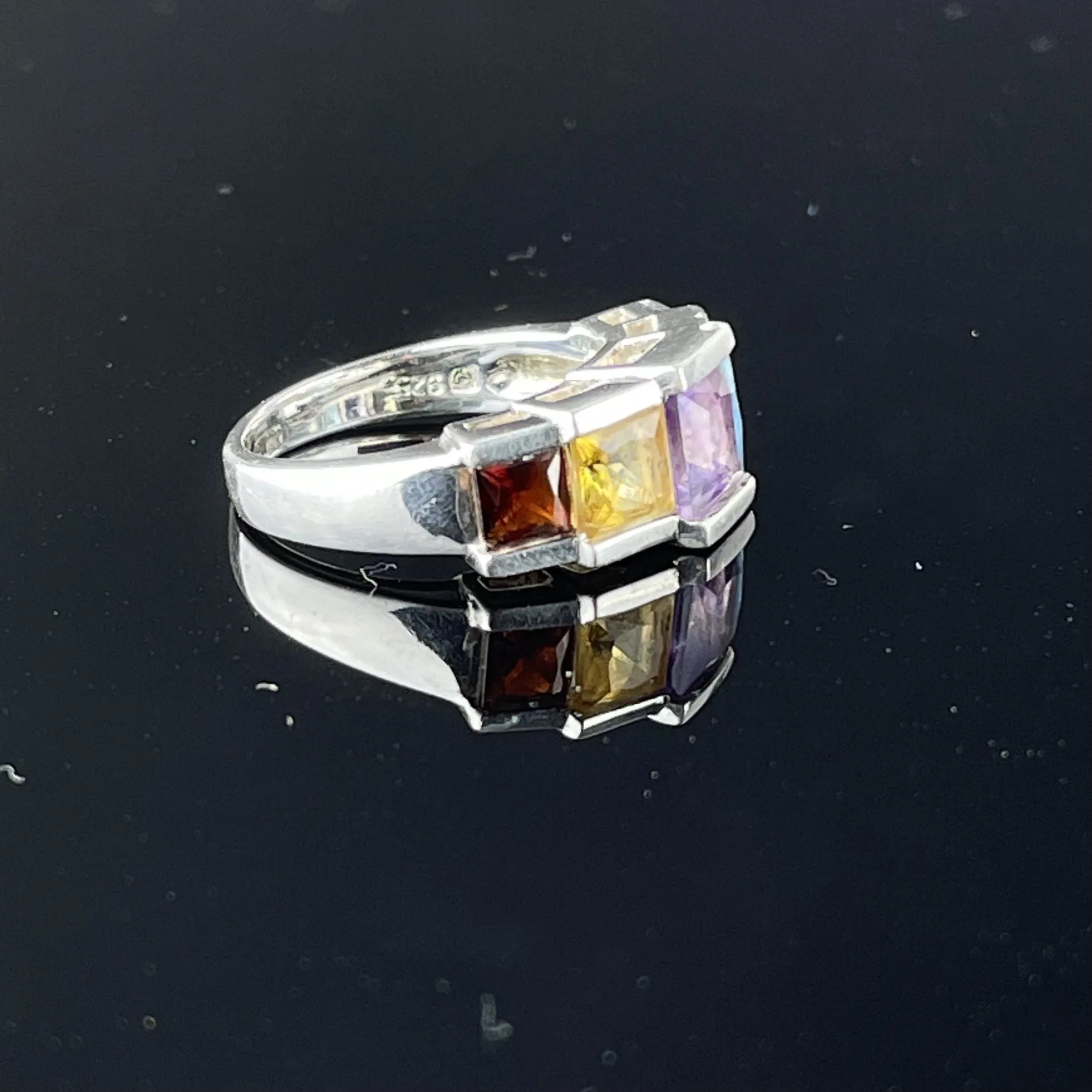 Five Stone Amethyst Citrine Peridot Garnet Topaz Ring