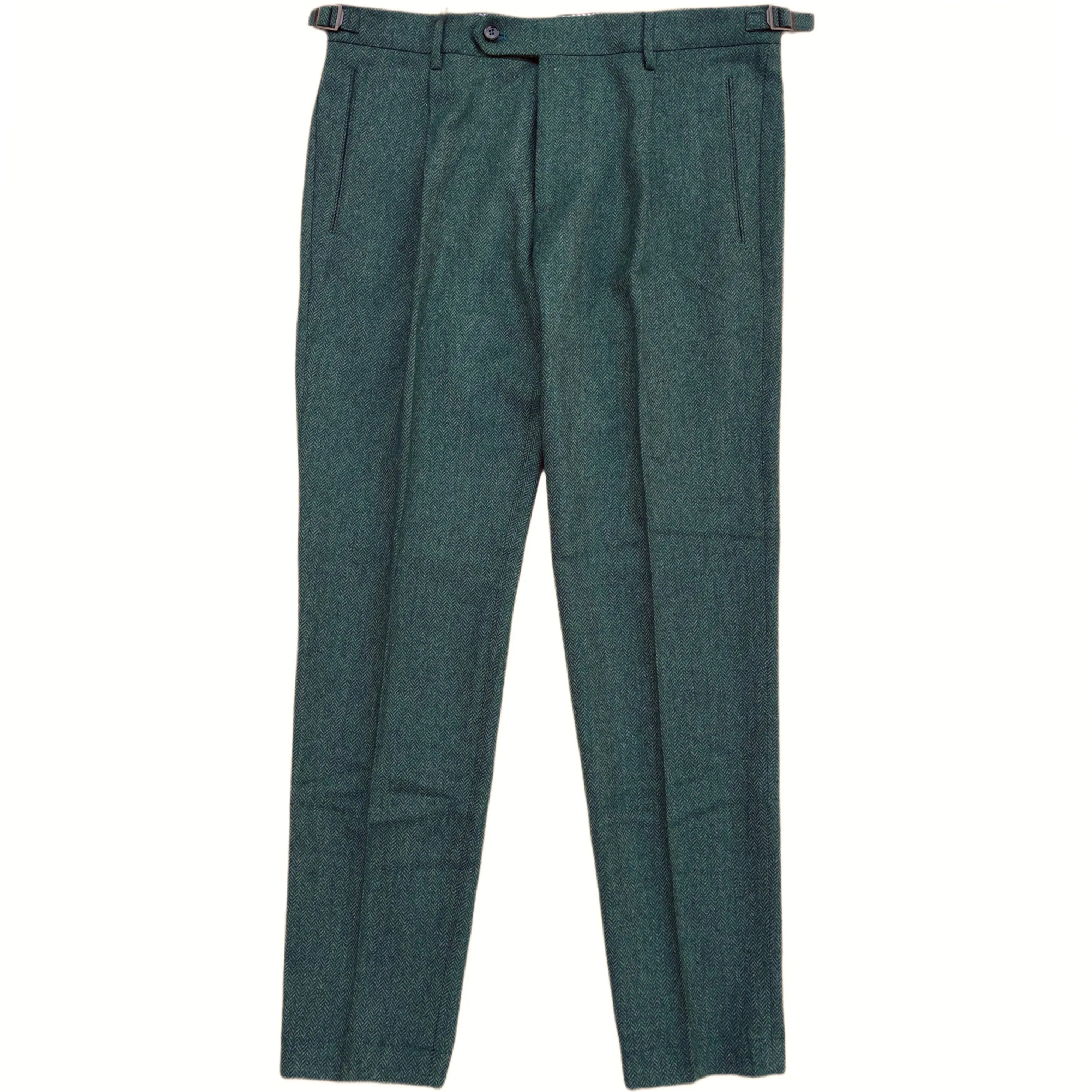 FRESH Wool Pleated Chino Pants In Gem Green