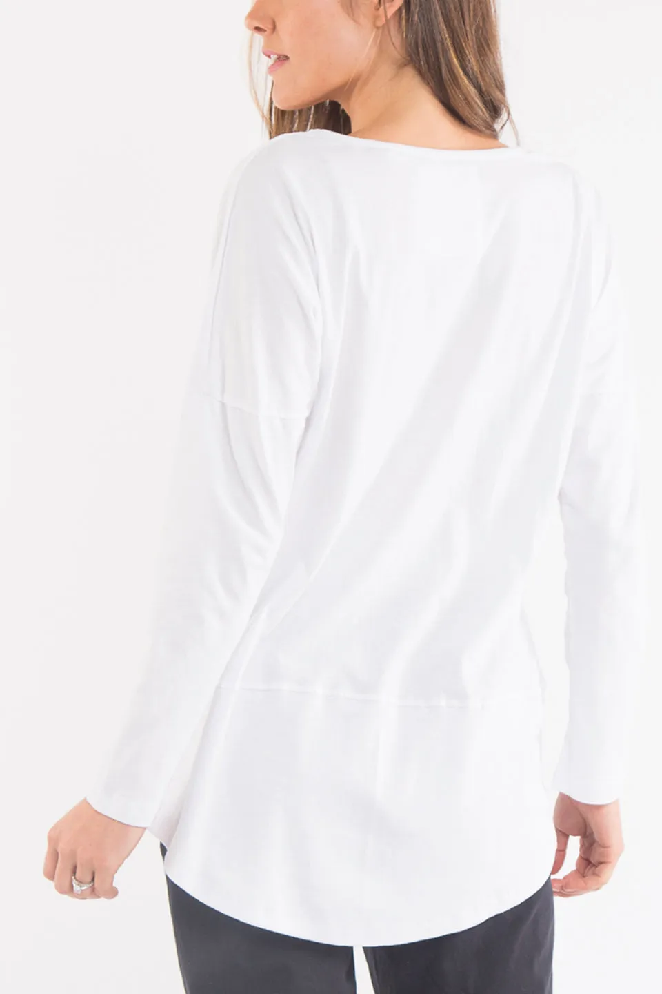 Fundamental Rib LS White Tee