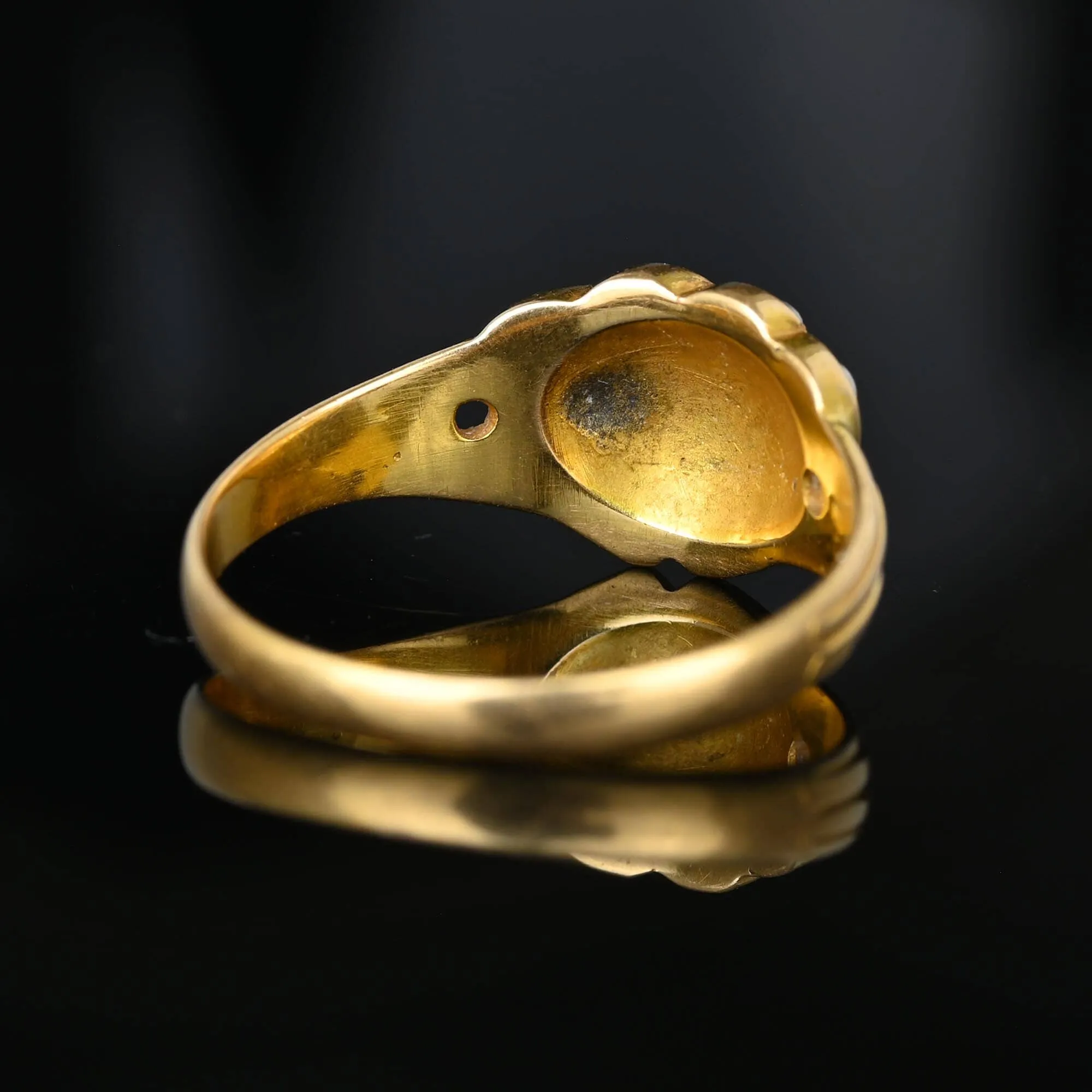 Georgian 15K Gold Rose Cut Diamond Double Heart Ring