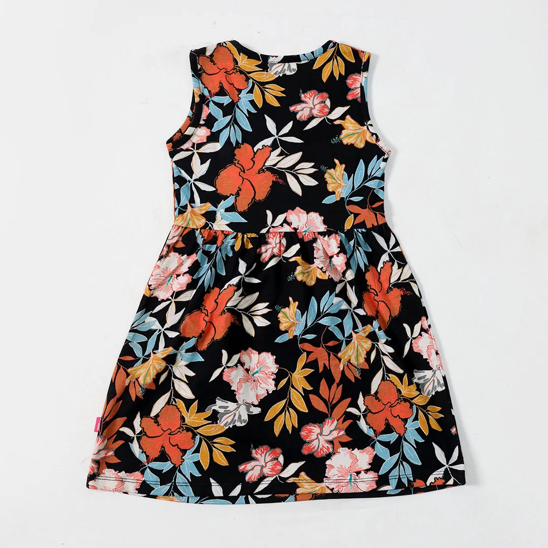 Girls Black Floral Dress