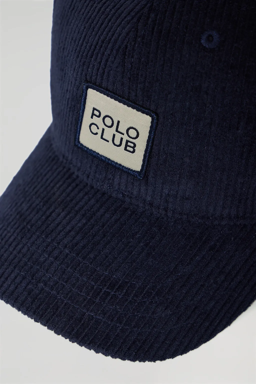 Gorra de pana beisbolera azul marino con logo Polo Club