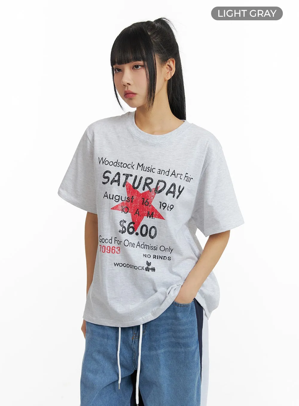 Graphic Lettering Oversized Tee CM407