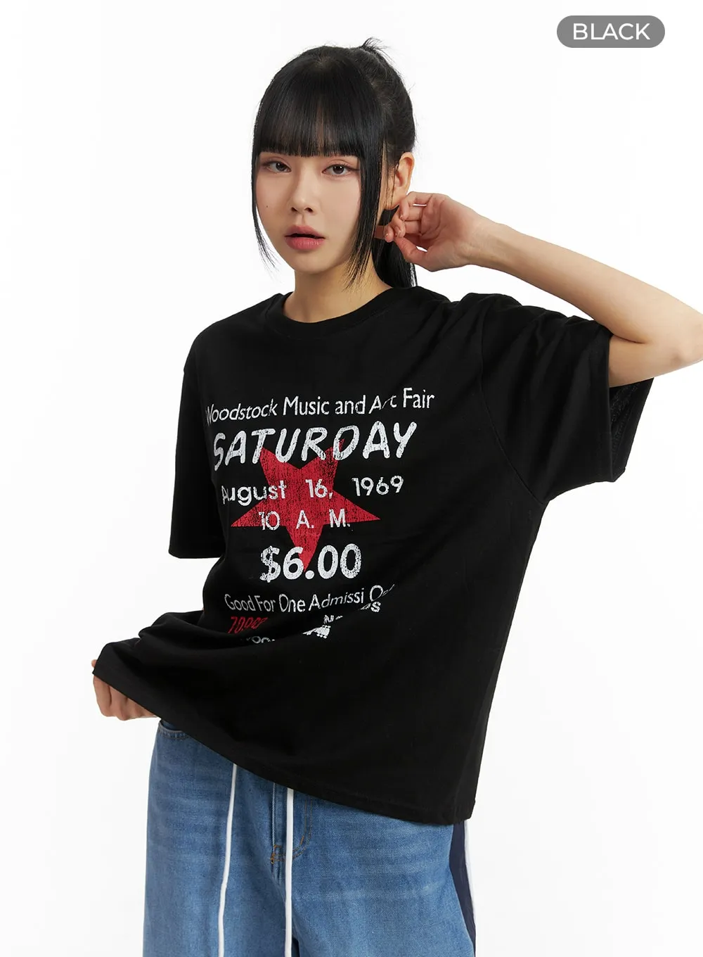 Graphic Lettering Oversized Tee CM407