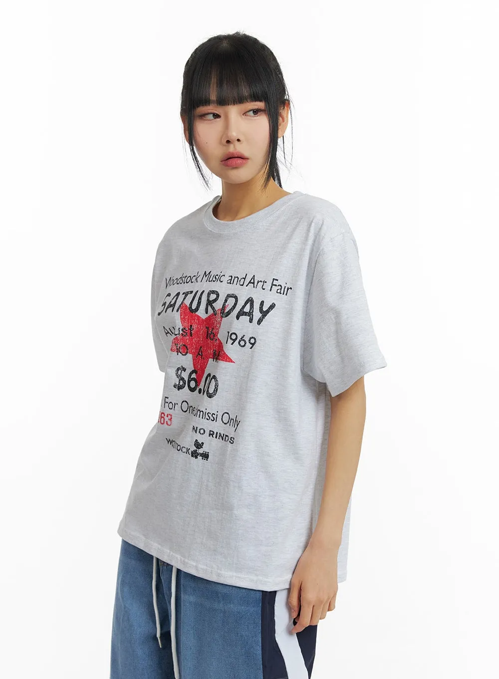 Graphic Lettering Oversized Tee CM407