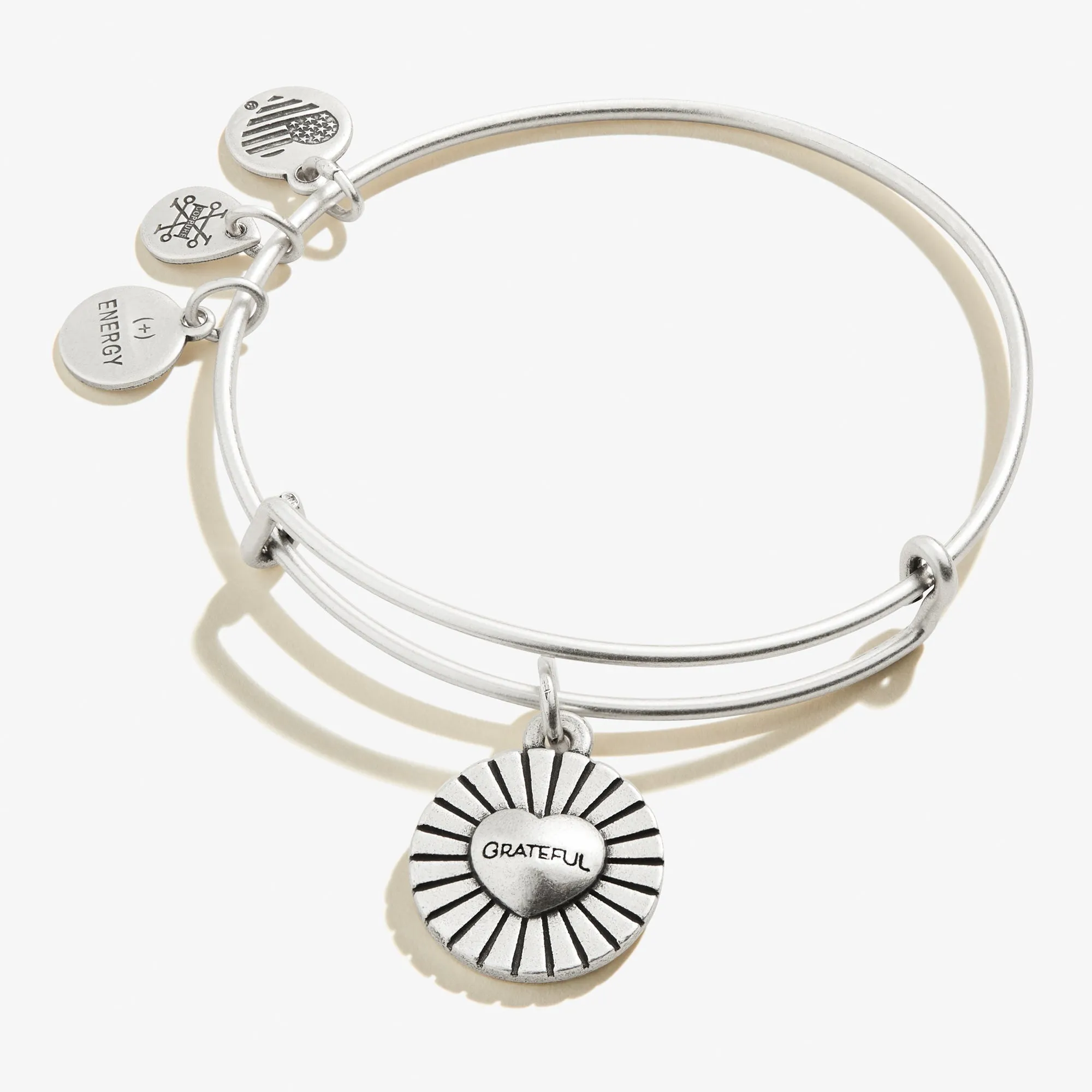 'Grateful' Heart Charm Bangle