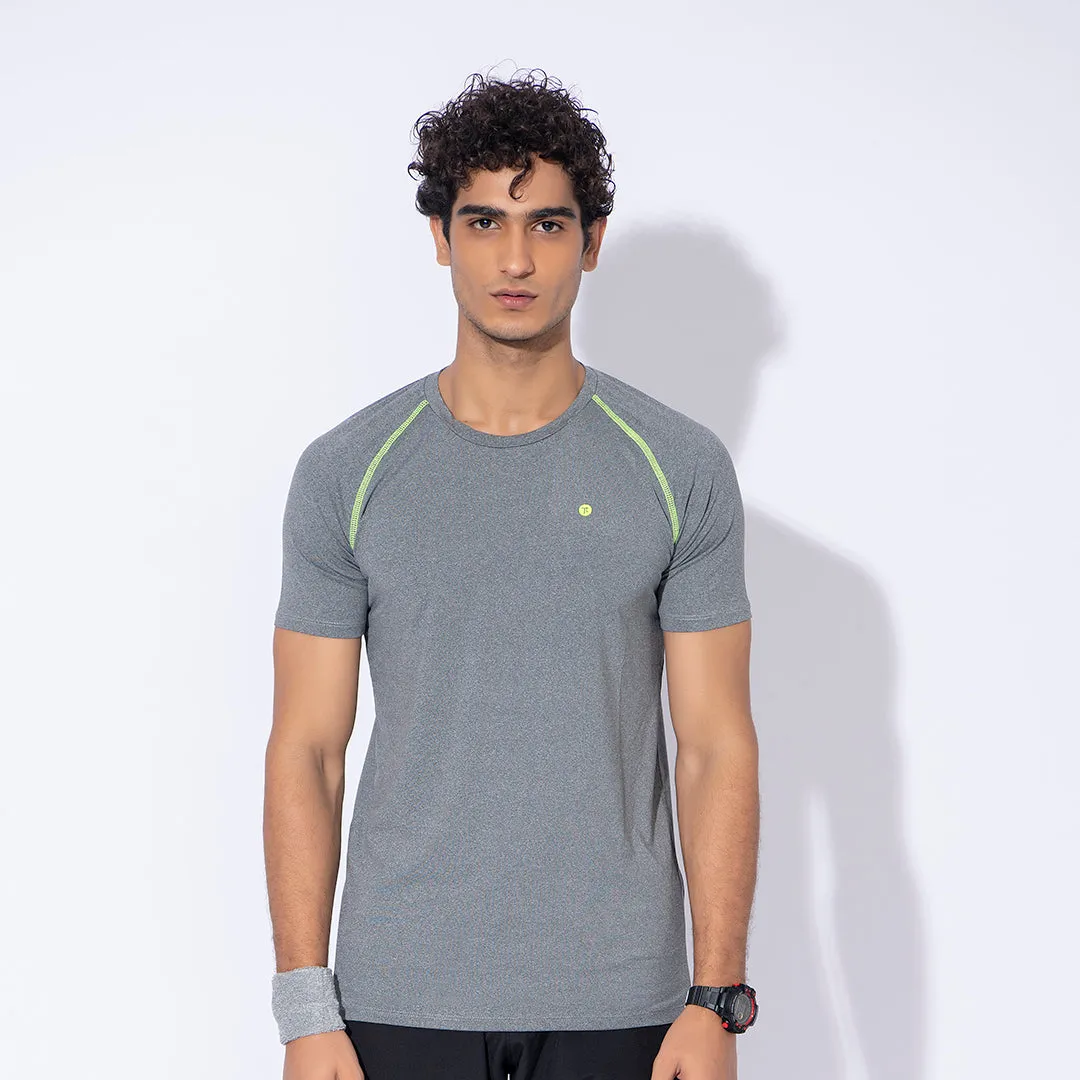 Grey Neon Contrast Training Tee