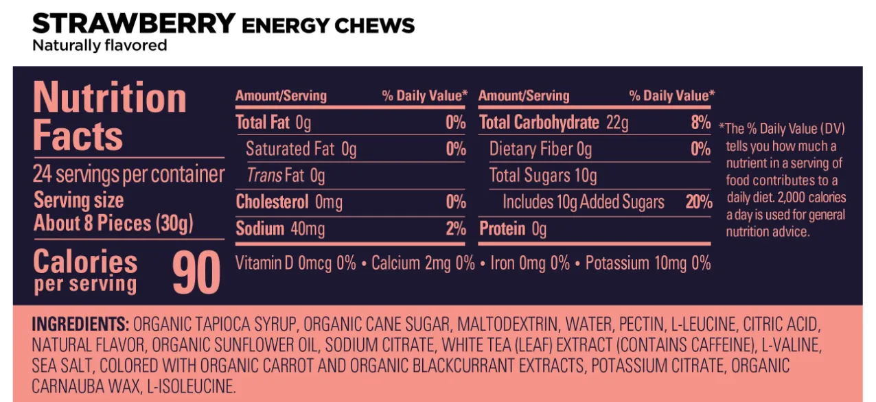 Gu Energy Chews- Strawberry   Caffeine