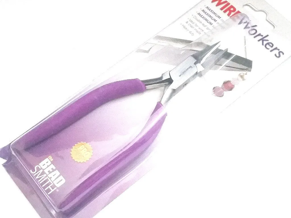 Heavy Duty Wide 6mm Flat Nose Pliers, Purple Foam Cushion Grips, Beadsmith Brand, #PLW16W