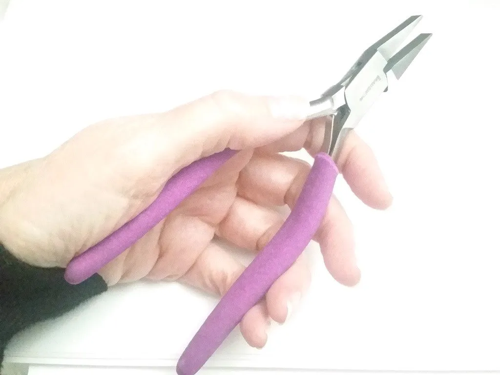 Heavy Duty Wide 6mm Flat Nose Pliers, Purple Foam Cushion Grips, Beadsmith Brand, #PLW16W