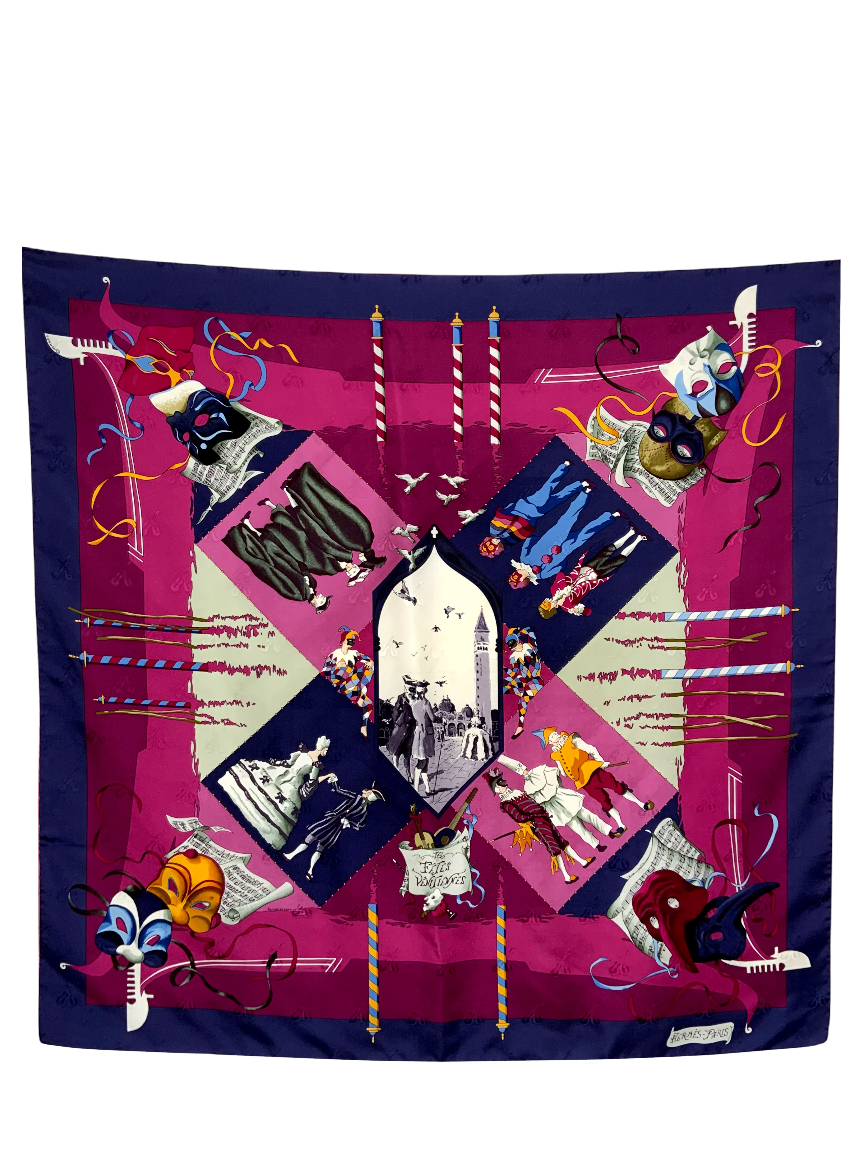 Hermes Fetes Venitiennes Silk Jacquard Scarf 90