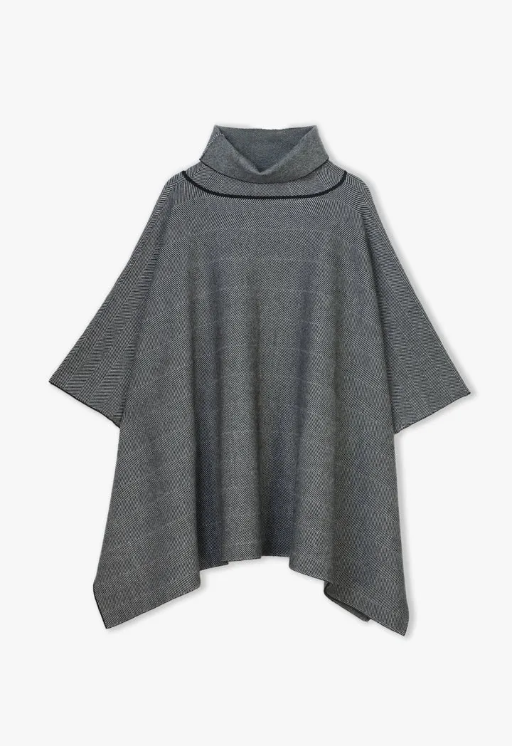 Herringbone Knitted Oversize Poncho