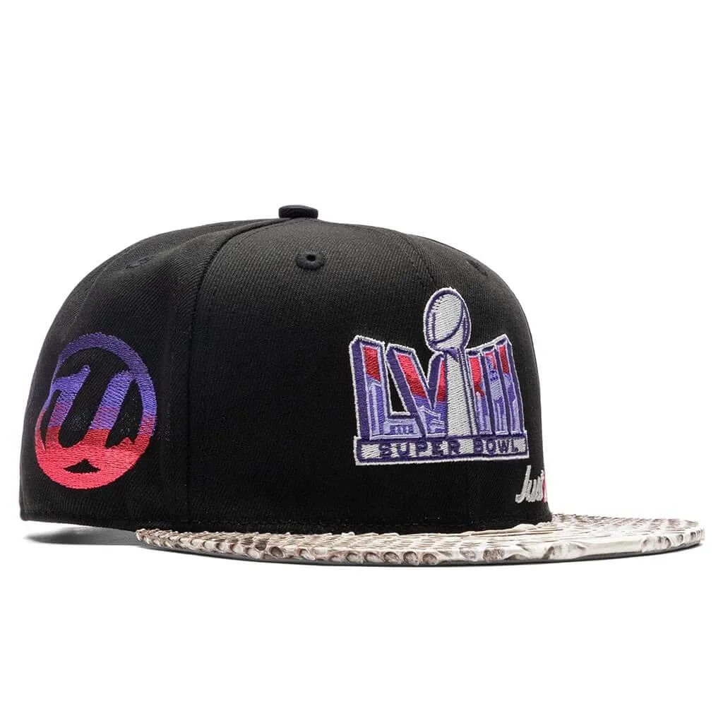 Just Don x Usher Super Bowl LVIII 9FIFTY Snapback Hat - Black/Natural Python