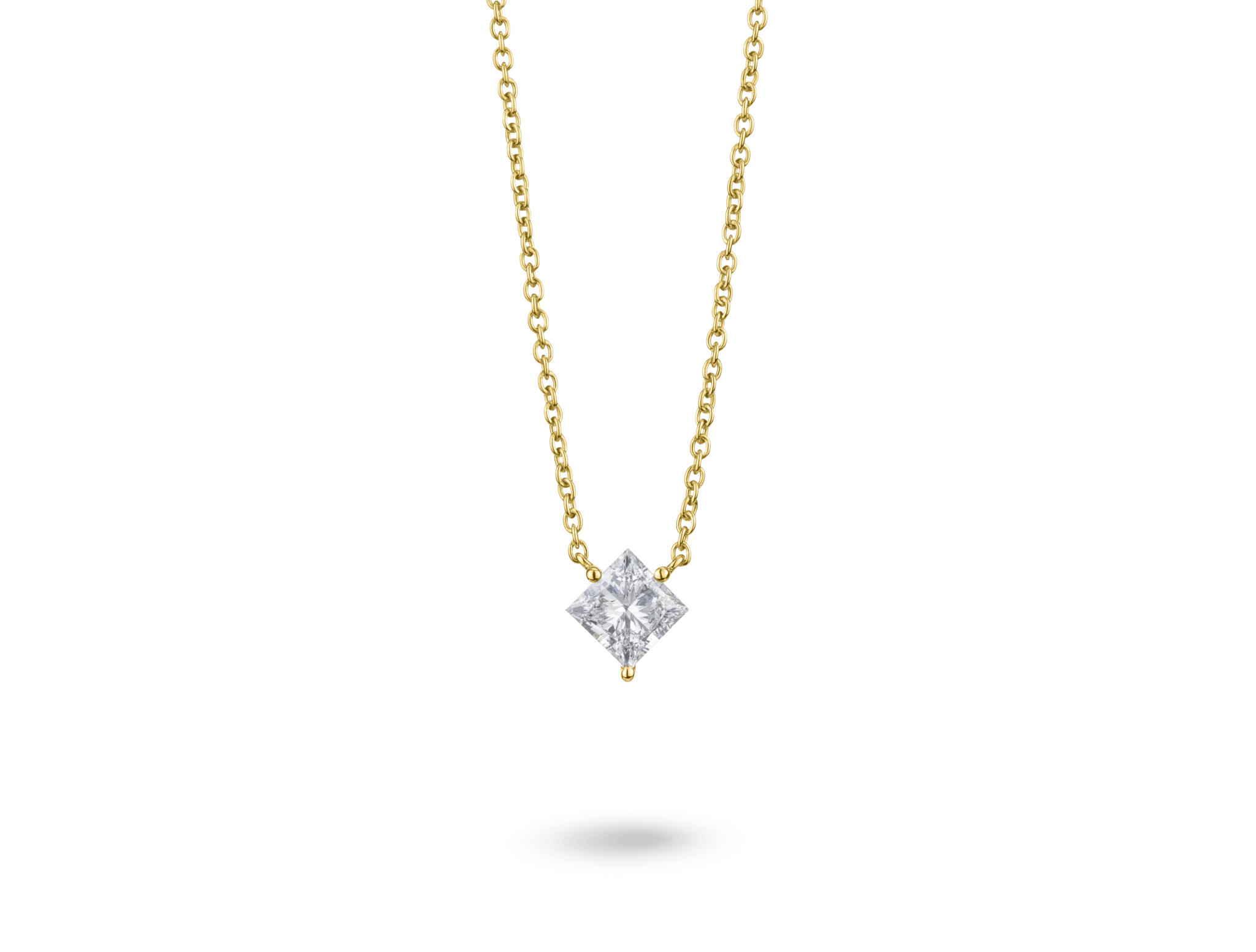 Lab-Grown Diamond 1ct. Princess Cut 14k Gold Pendant | White