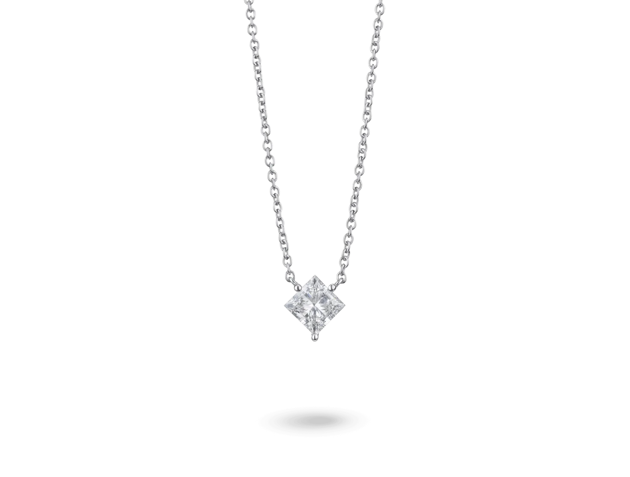 Lab-Grown Diamond 1ct. Princess Cut 14k Gold Pendant | White