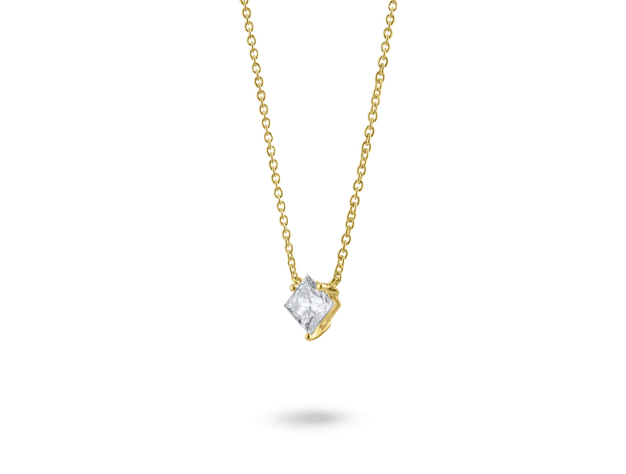 Lab-Grown Diamond 1ct. Princess Cut 14k Gold Pendant | White