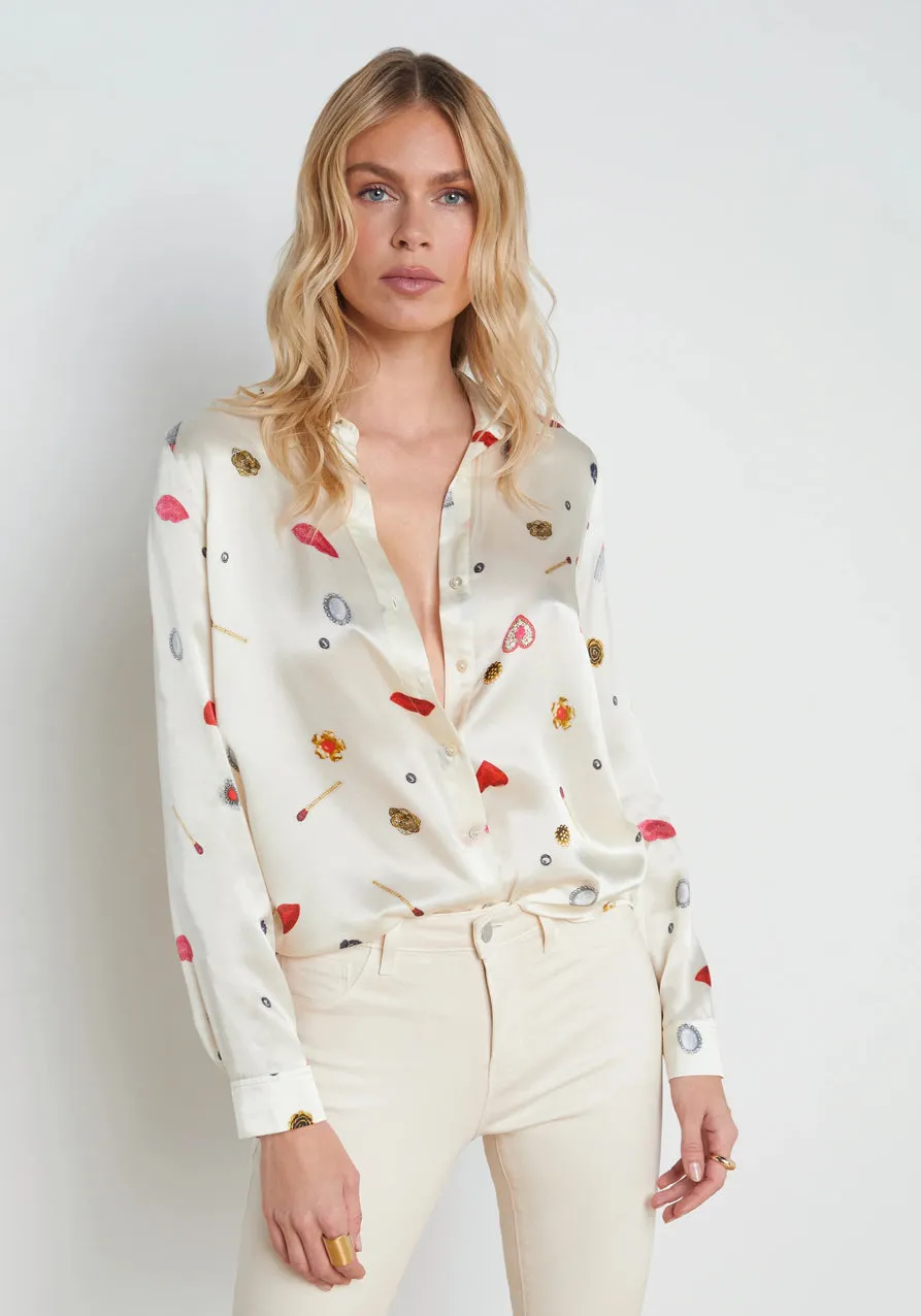 L’agence - Tyler Blouse - Champagne Multi Heart Jewel