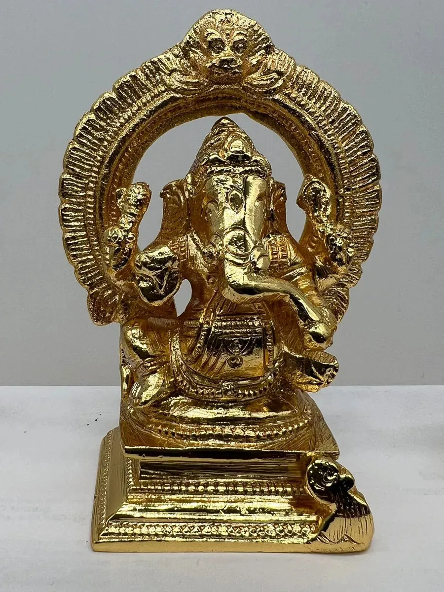 Lord Ganesh Brass Idol - High Quality Gold Finish Brass