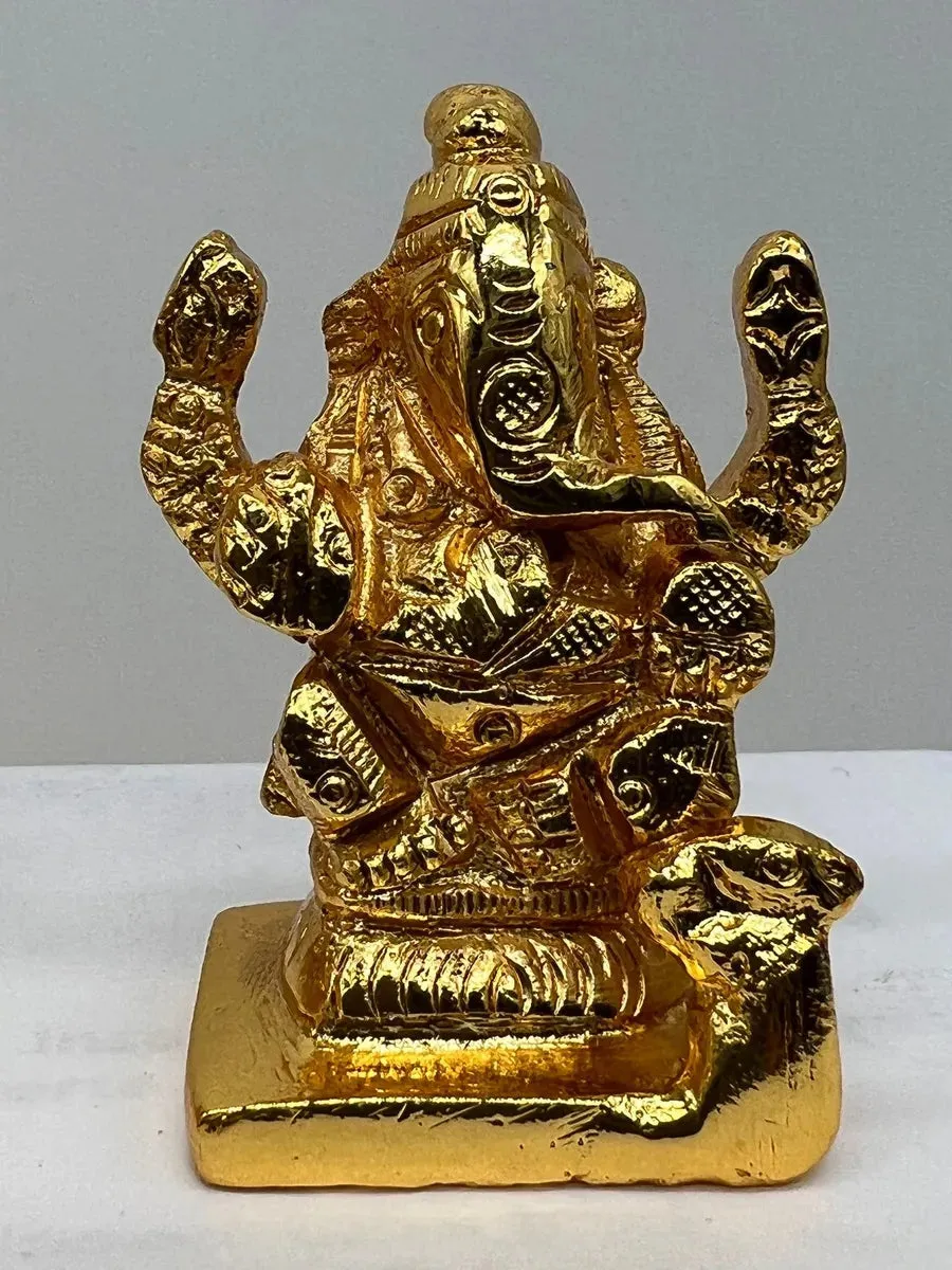 Lord Ganesh Brass Idol - High Quality Gold Finish Brass