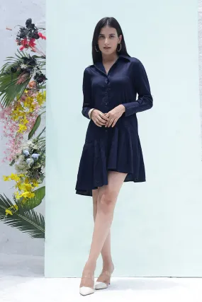 MADISON NAVY- The classic pleated shirt dress (Final Sale)