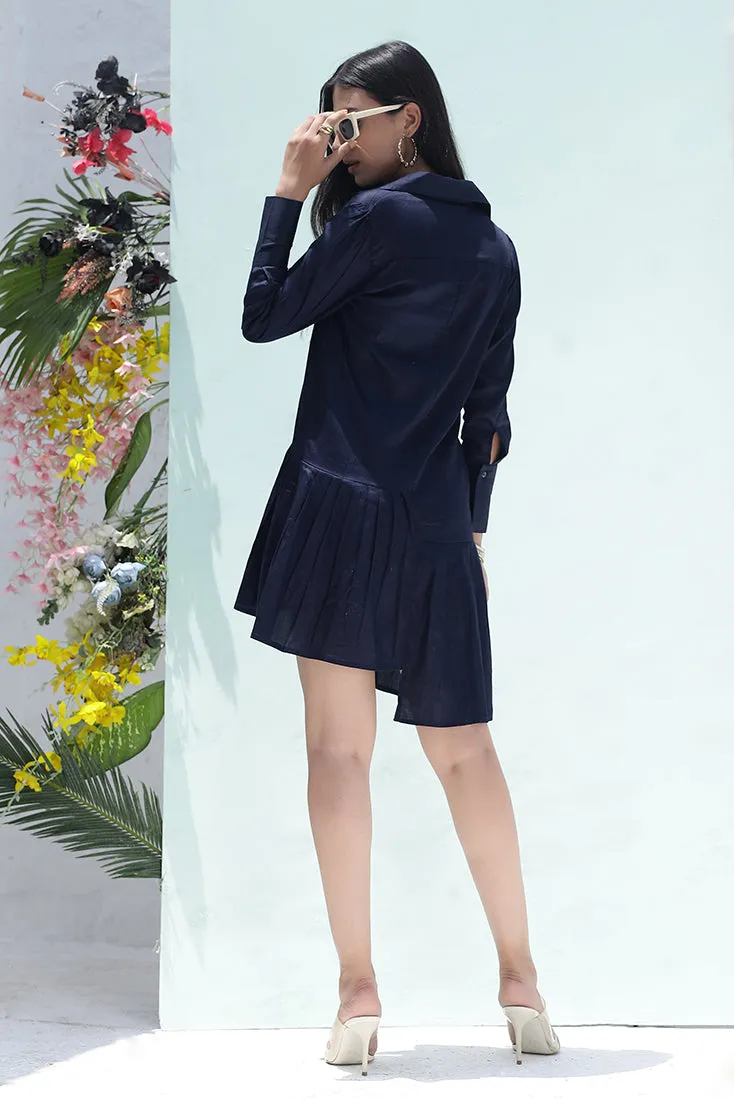 MADISON NAVY- The classic pleated shirt dress (Final Sale)