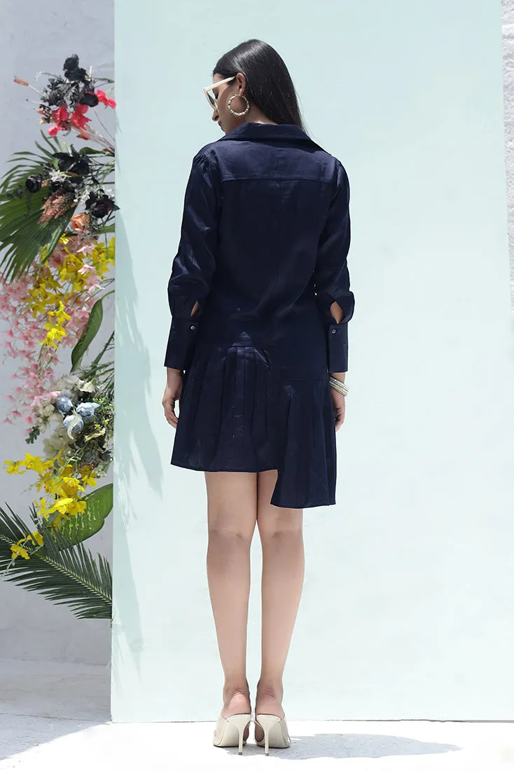 MADISON NAVY- The classic pleated shirt dress (Final Sale)