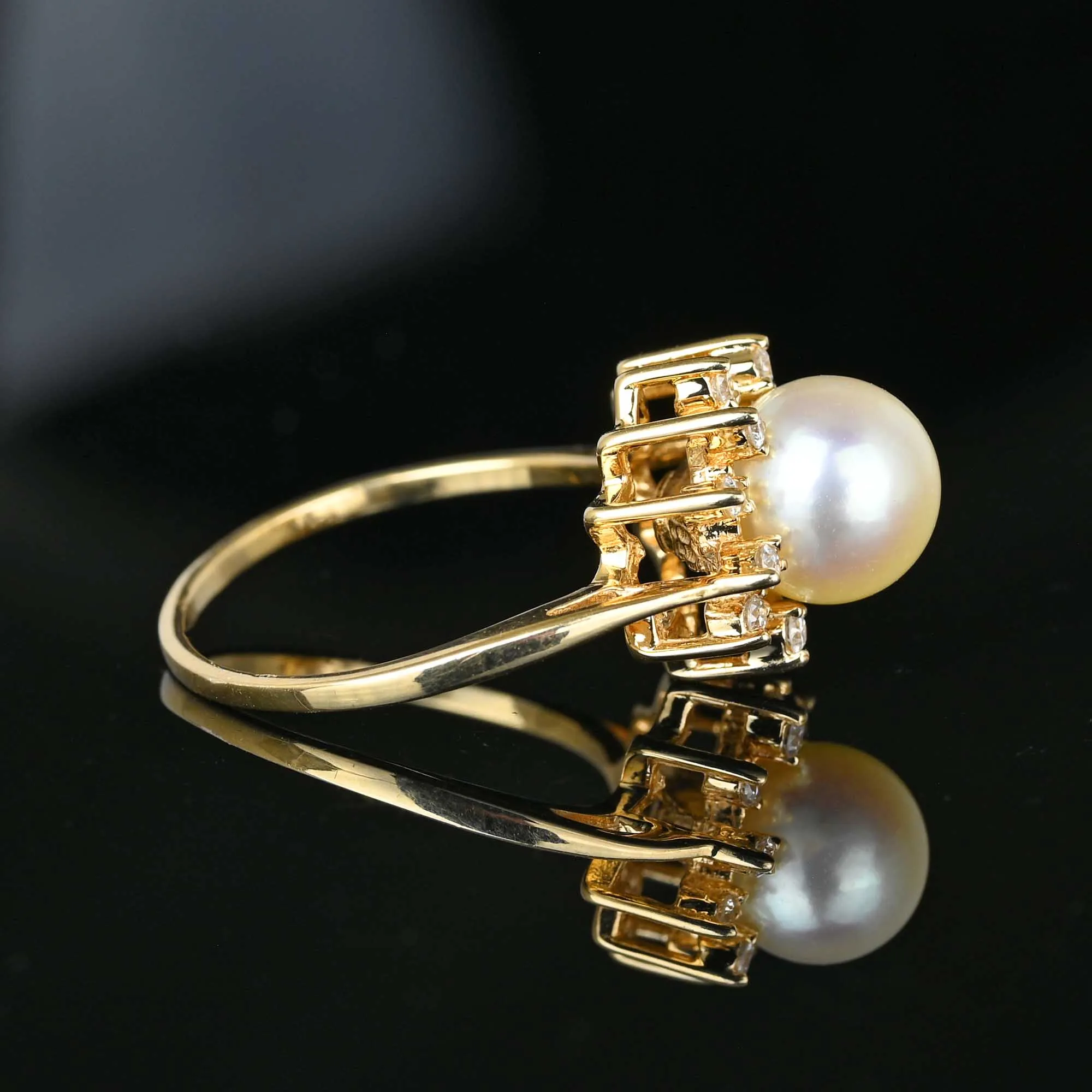 Na Hoku Diamond Halo Akoya Pearl Ring