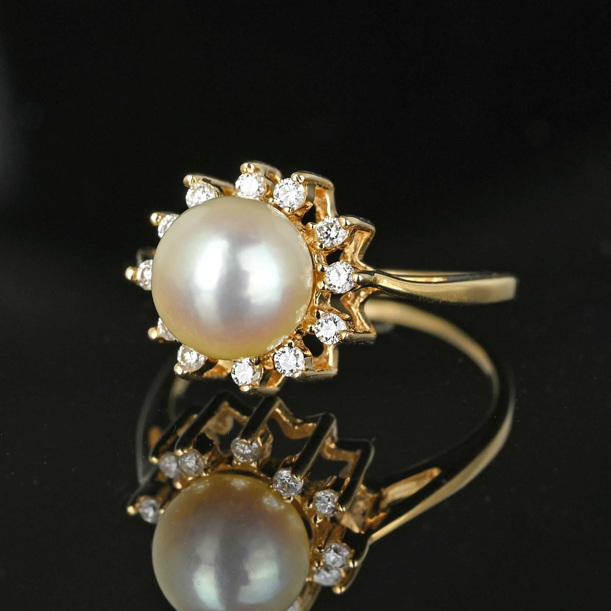 Na Hoku Diamond Halo Akoya Pearl Ring