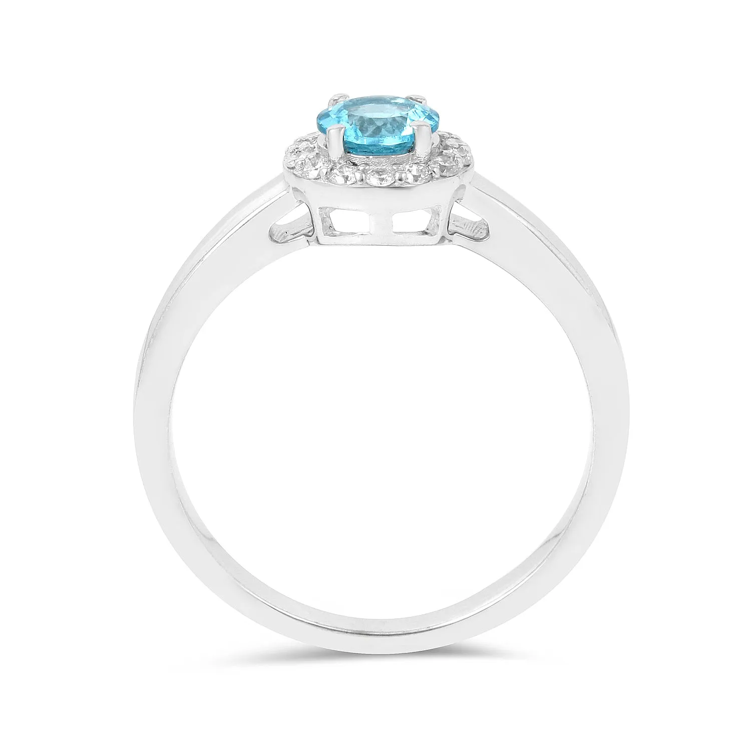 Natural Paraiba Apatite Round Halo Ring