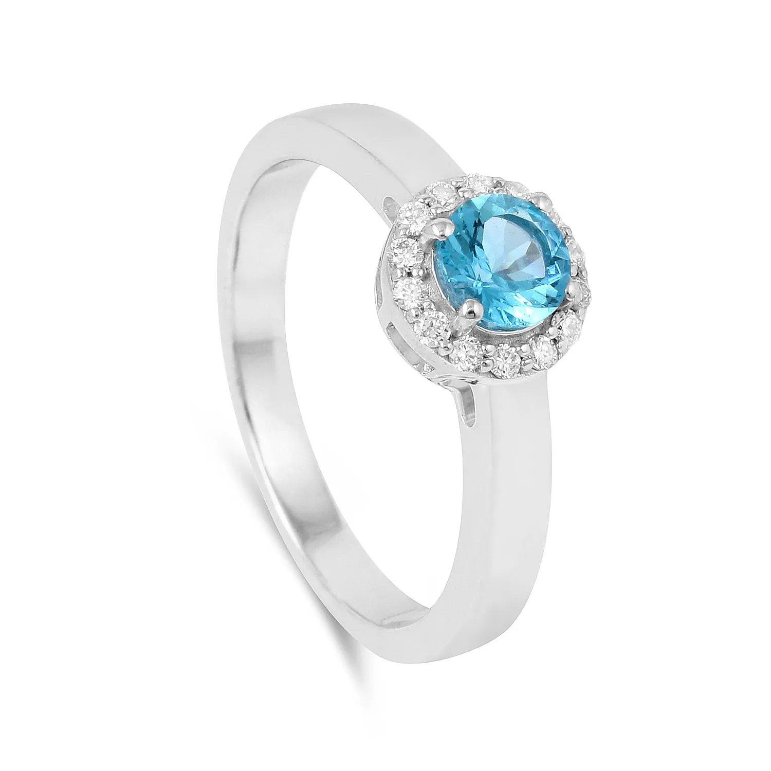 Natural Paraiba Apatite Round Halo Ring