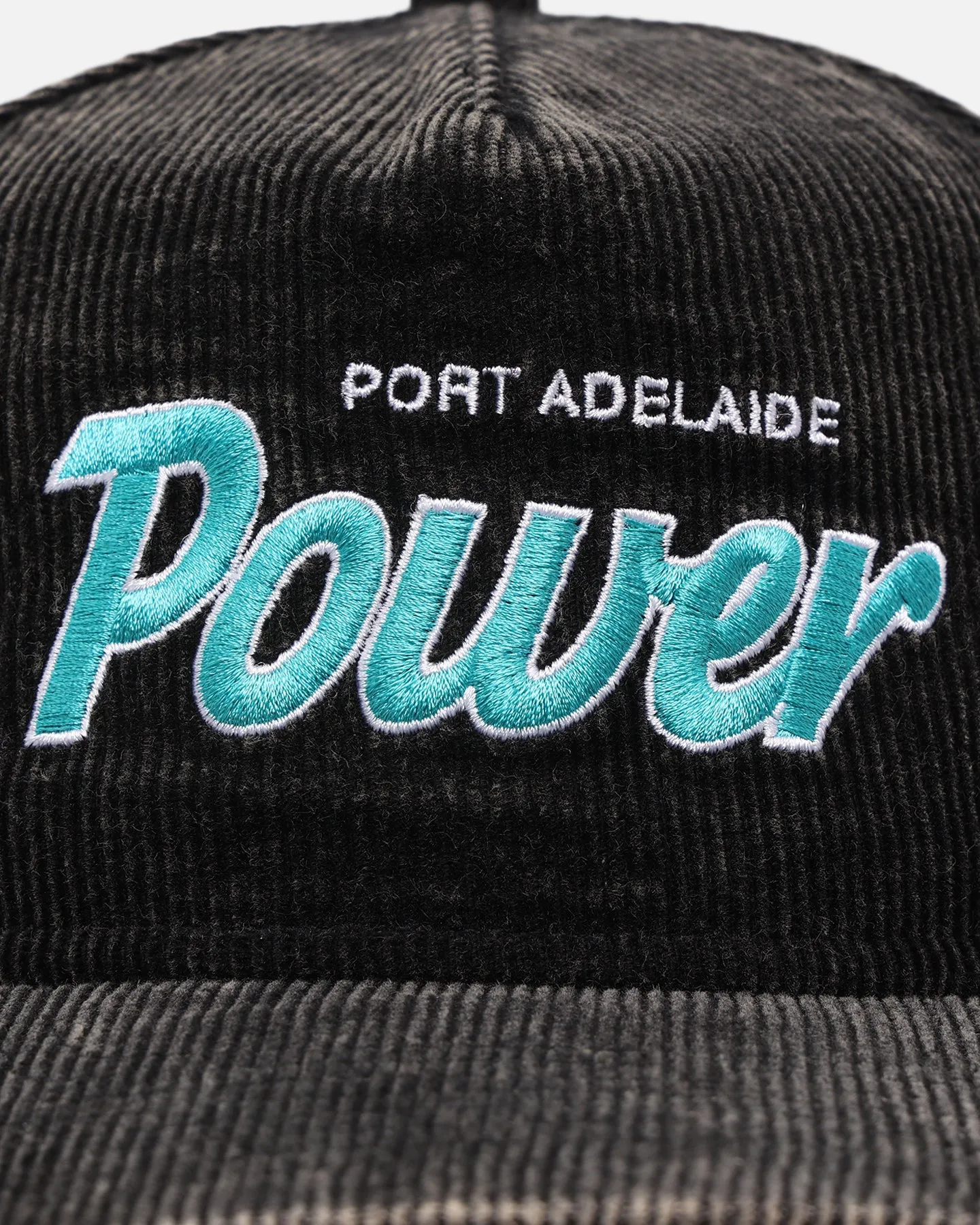 New Era Port Adelaide Power 'Washed Corduroy' Pre-Curved Golfer Snapback Black/Kelly Green