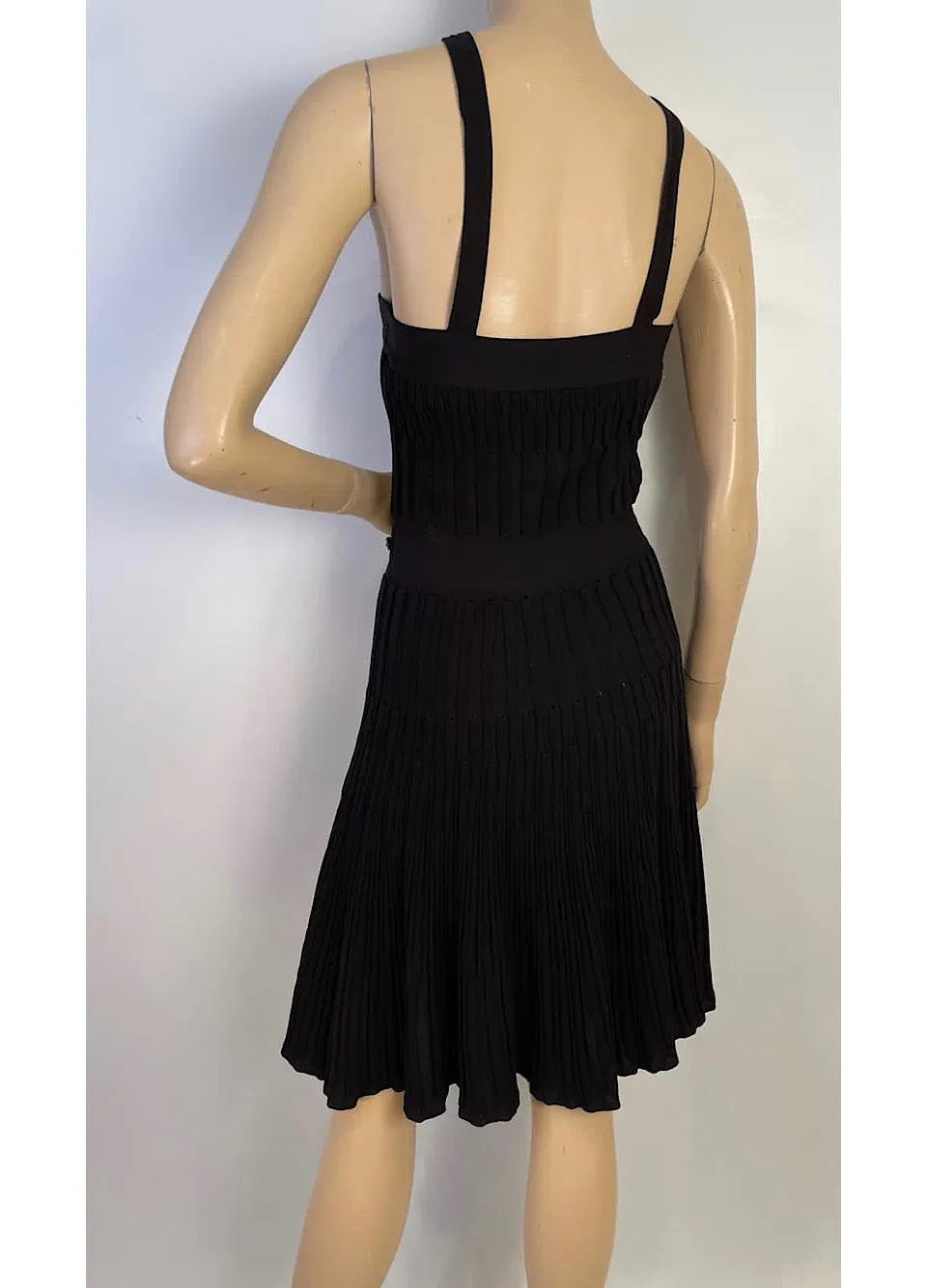 NWT Chanel 09P 2009 Spring Black Pleated Dress FR 40 US 4/6