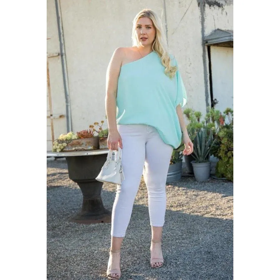 One Shoulder Long Sleeve Unbalance Top