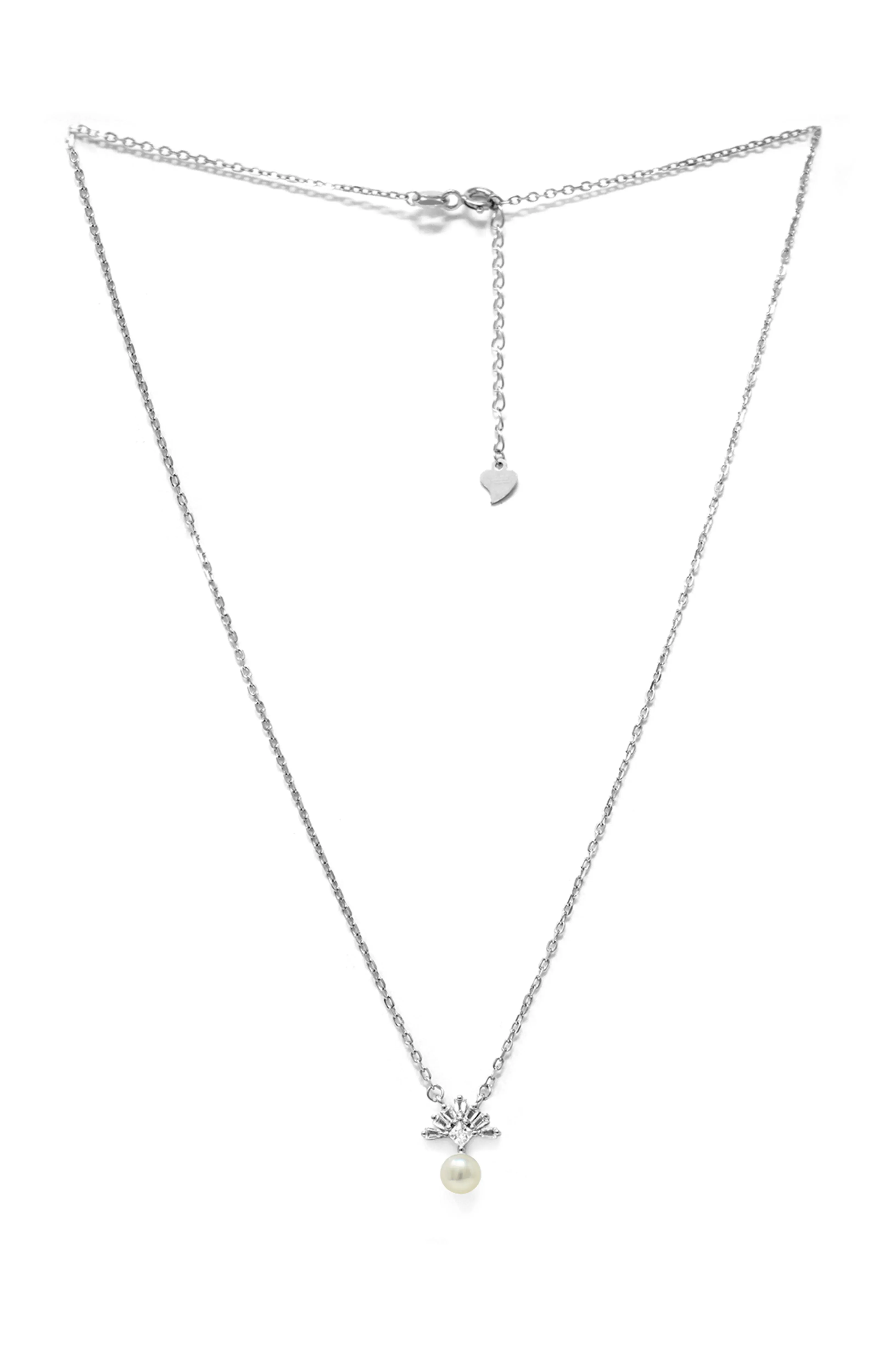 Pearly Fireworks Sterling Silver Chain Necklace Set