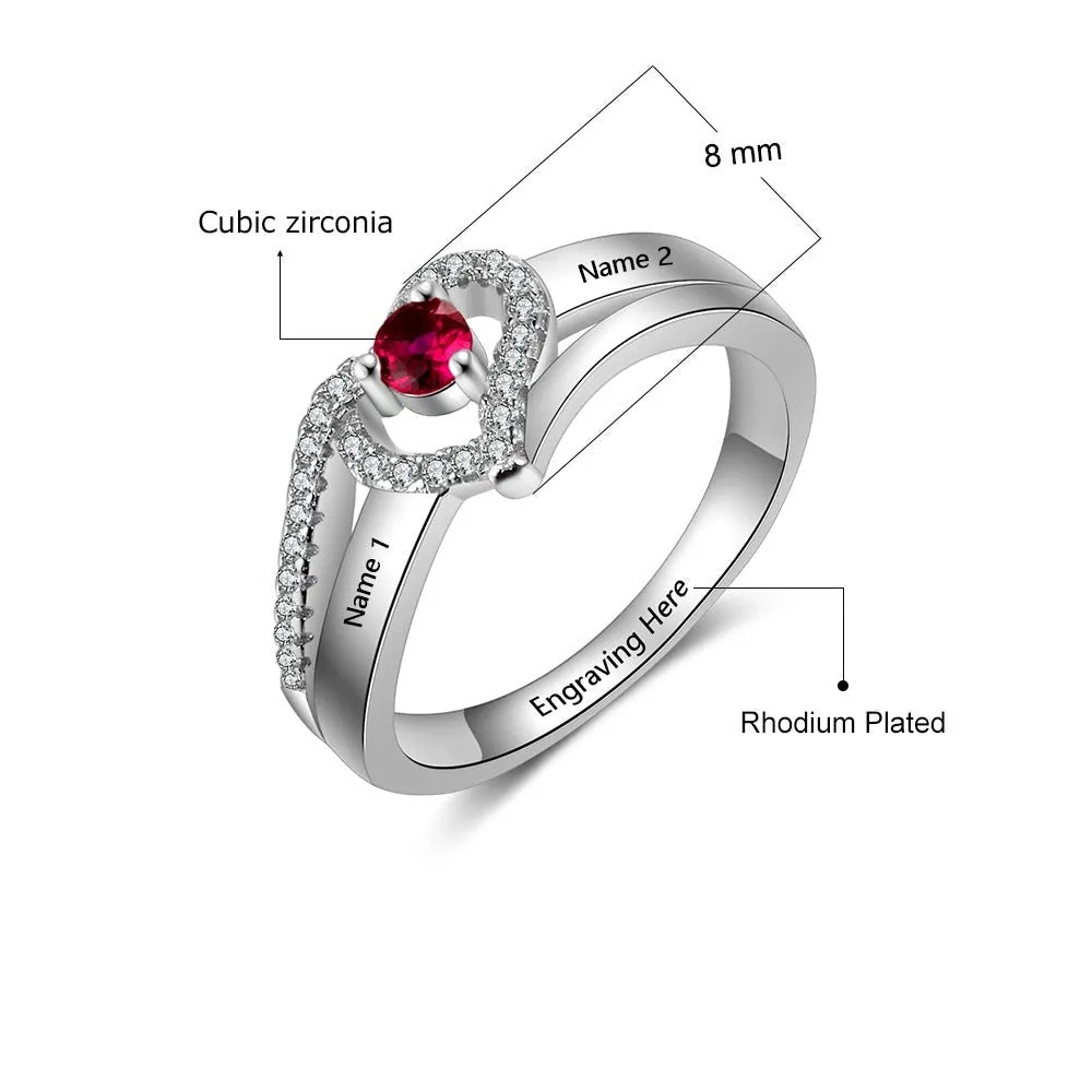 Personalized Birthstone Adjustable Ring For Women