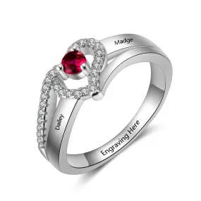 Personalized Birthstone Adjustable Ring For Women