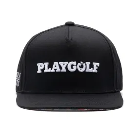 PlayGolf Black SnapBack Golf Hat - Flat Brim