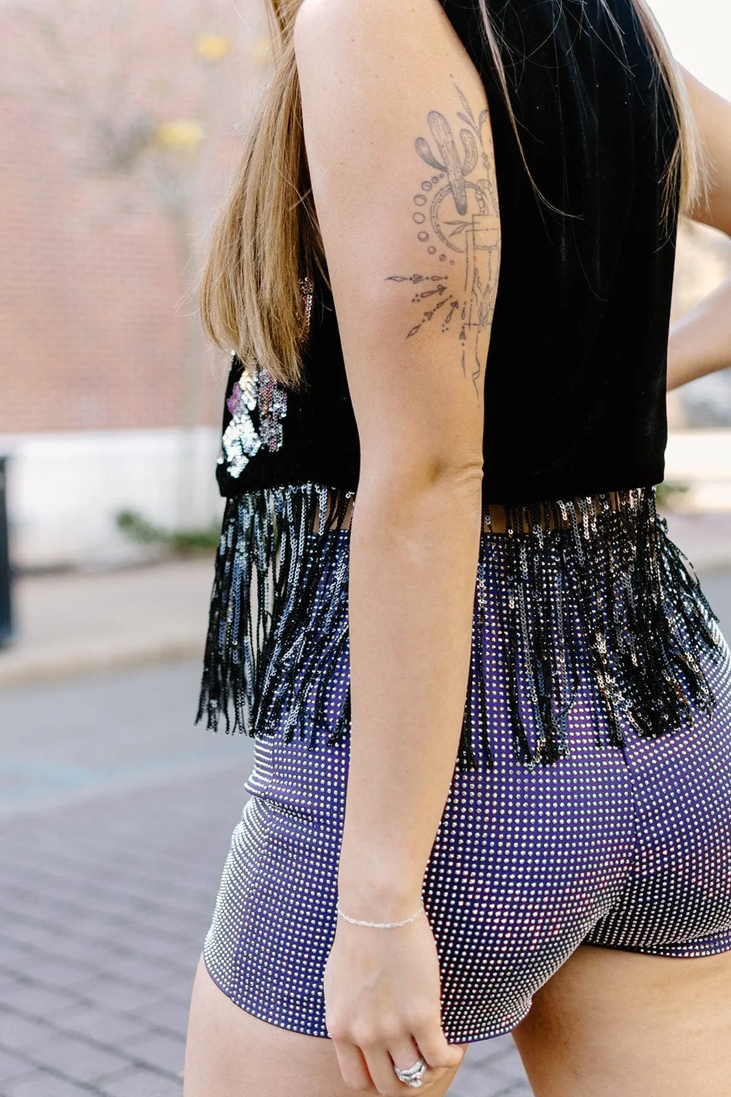 Purple Rhinestone Shorts