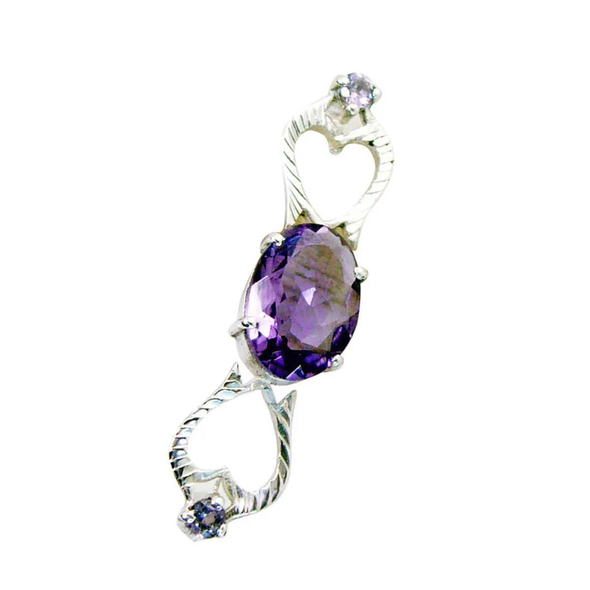 Riyo Cute Gemstone Oval Faceted Purple Amethyst 1064 Sterling Silver Pendant Gift For Girlfriend