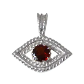 Riyo Fanciable Gemstone Round Faceted Red Garnet 1192 Sterling Silver Pendant Gift For Girlfriend