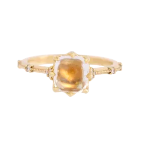 Round Moonstone & Diamond Ring