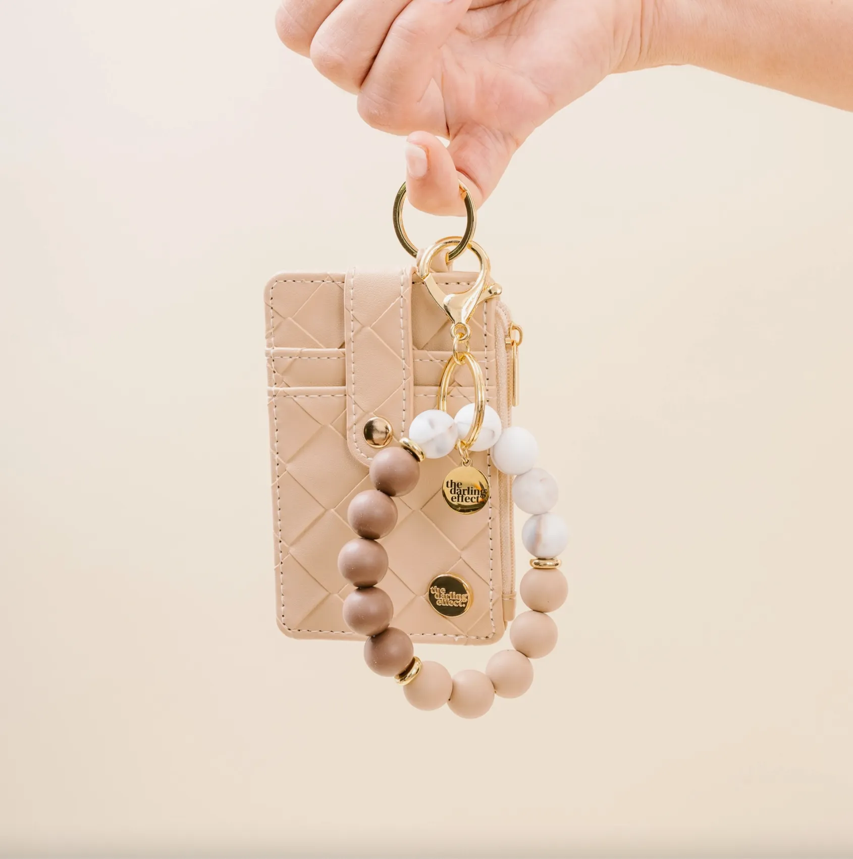 Silicone Beaded Keychain - Mocha Swirl