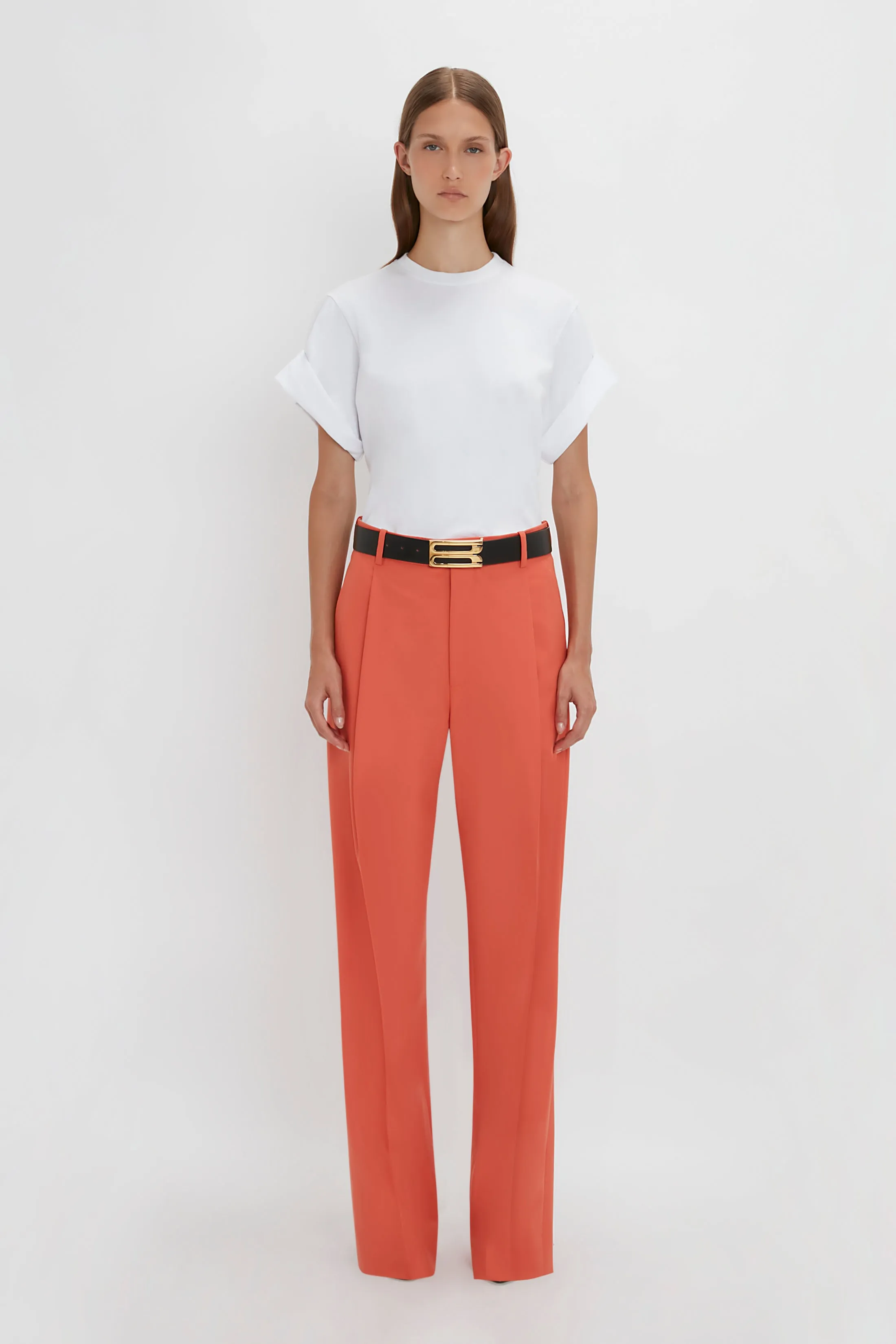 Single Pleat Trouser In Papaya