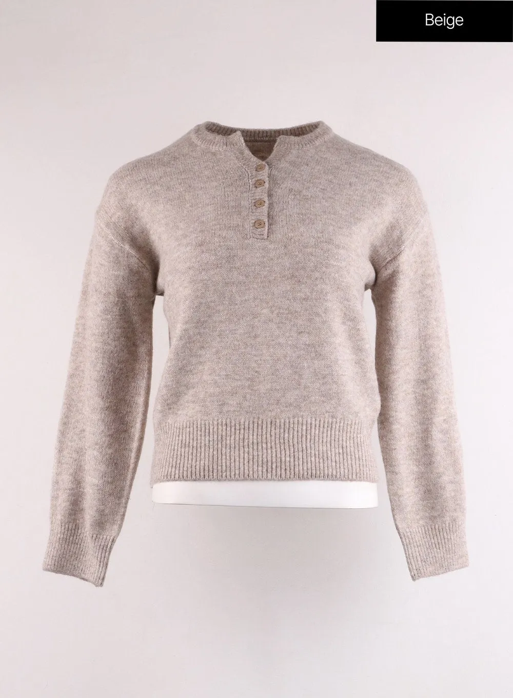 Solid Wool Blend V-Neck Sweater IF402