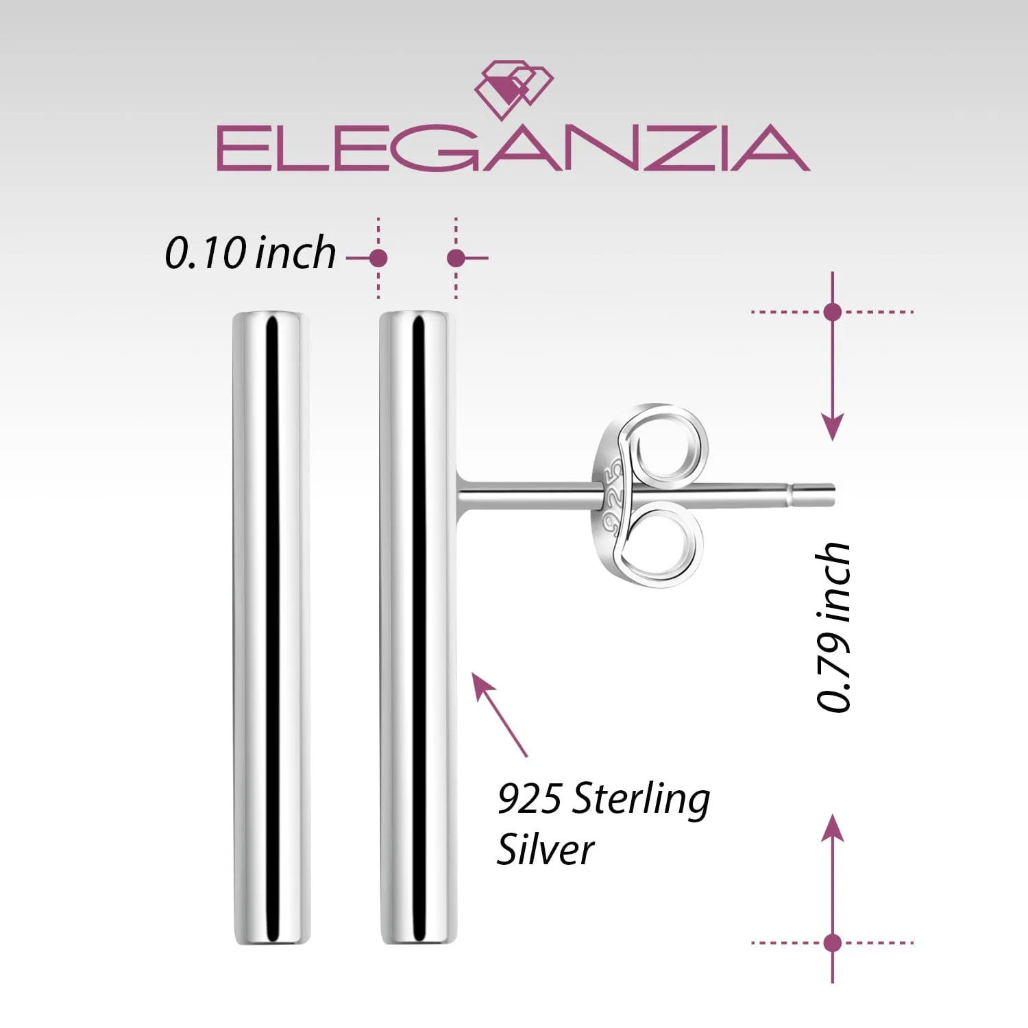 Sterling Silver Bar Earrings Studs