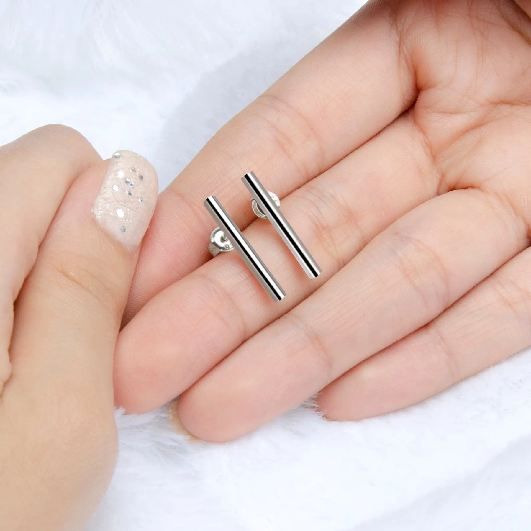 Sterling Silver Bar Earrings Studs